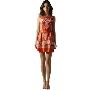 Enfocus Petite , Bloom into Summer with This  Orange Floral Dress